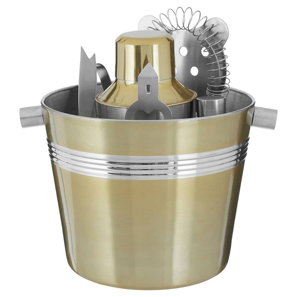 Mixology 7 Piece Bar Set in Brushed Gold Finish