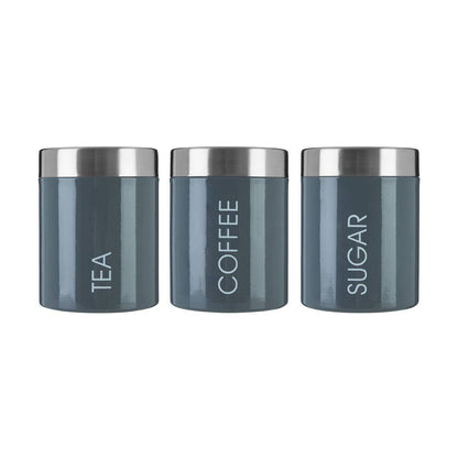 Liberty Set of 3 Grey Enamel  Canisters