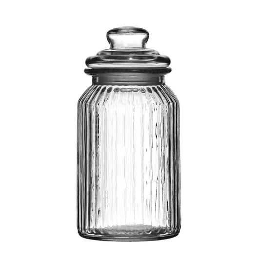 Abbie Ribbed Glass Storage Jar 1300 ml