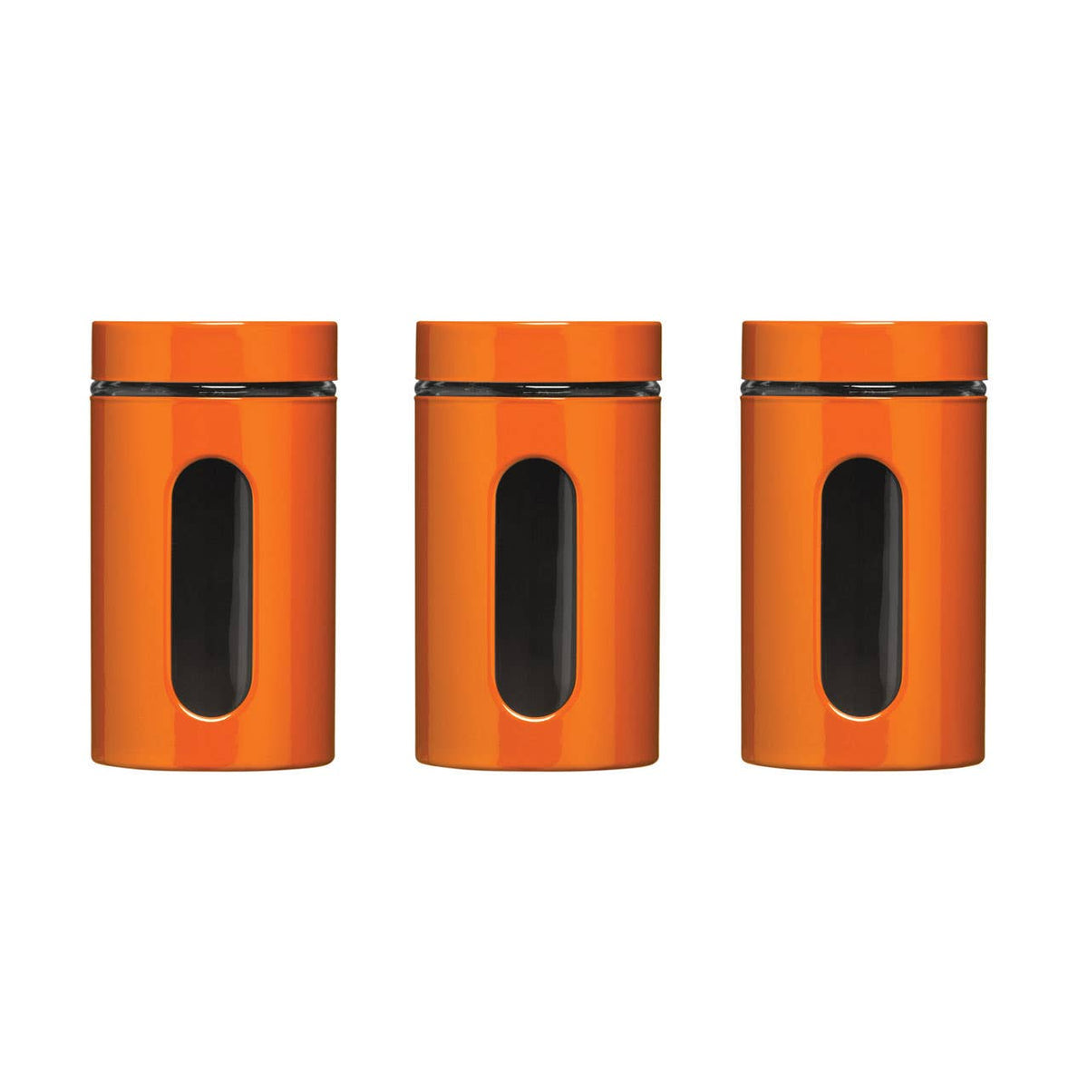 Luca Set of Three Glass Storage Jars 1000ml - Orange