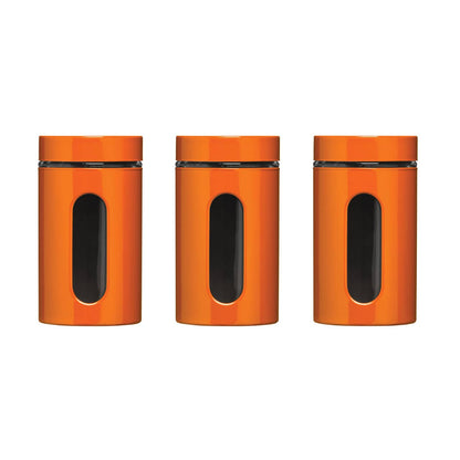 Luca Set of Three Glass Storage Jars 1000ml - Orange