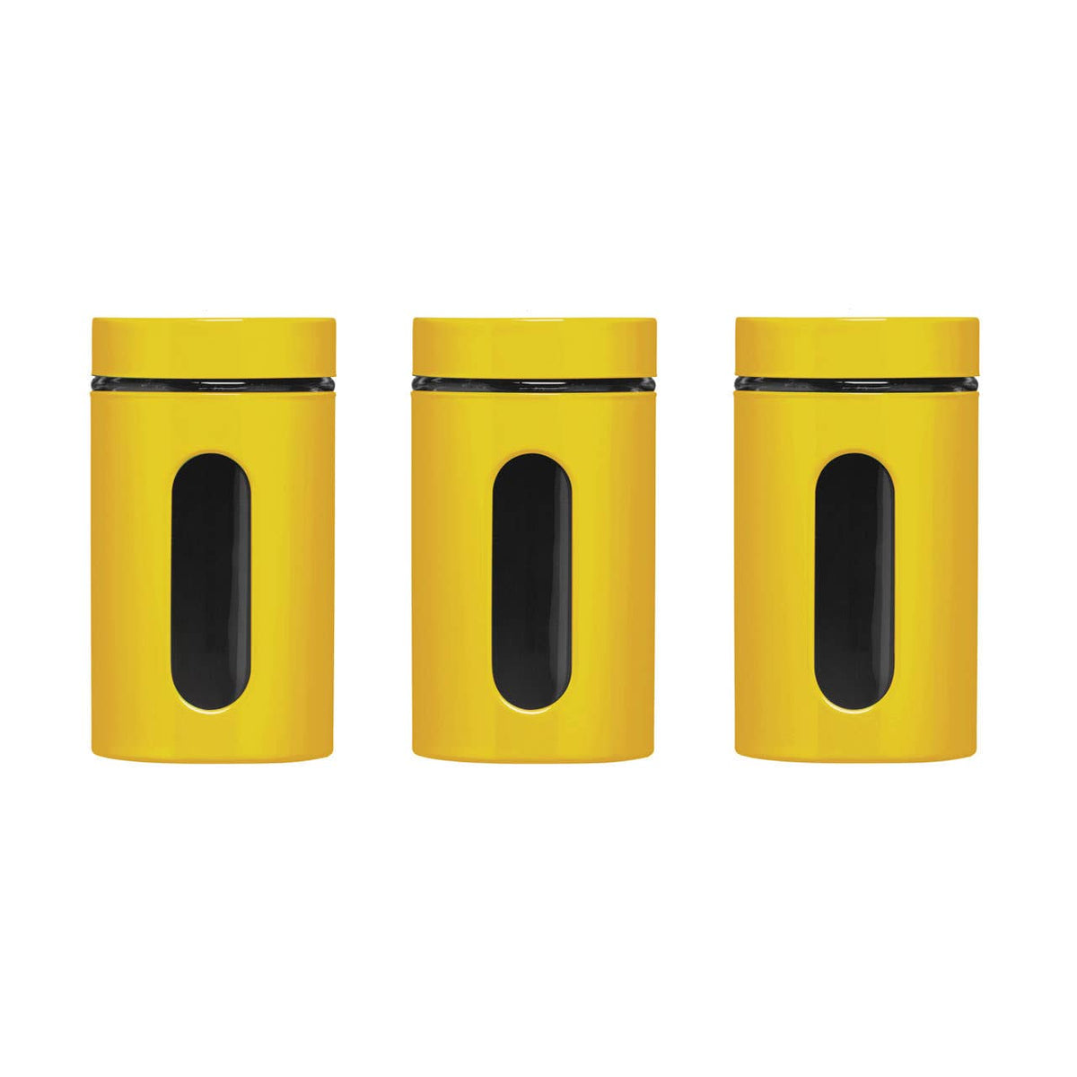 Luca Set of Three Glass Storage Jars 1000ml - Yellow