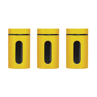 Luca Set of Three Glass Storage Jars 1000ml - Yellow