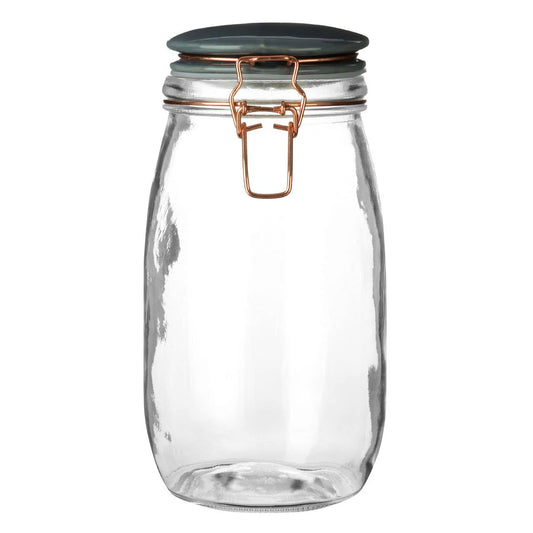 Luca Retro Pastel Grey Glass Jar - 1500ml