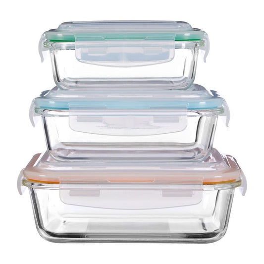 Freska Set Of 3 Rectangular Glass Containers