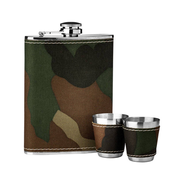 Auden Camouflage Hip Flask and Shot Glasses Set