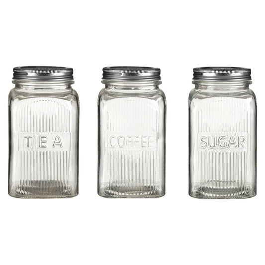 Luca Set of Three Glass Jars with Lids - Silver