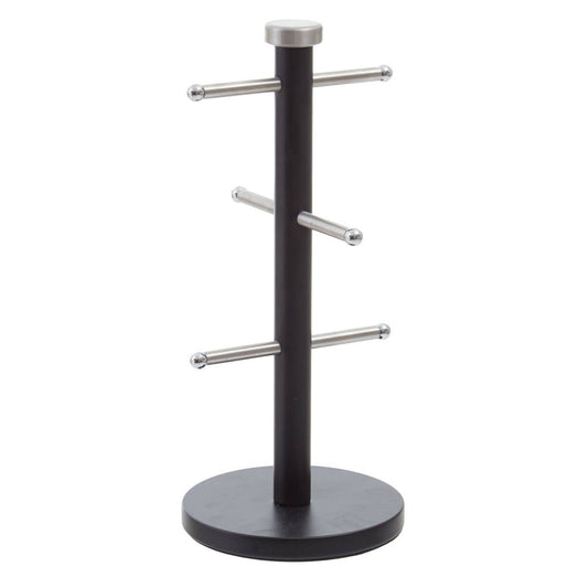 Hirano Matt Black Metal 6 Cup Mug Tree