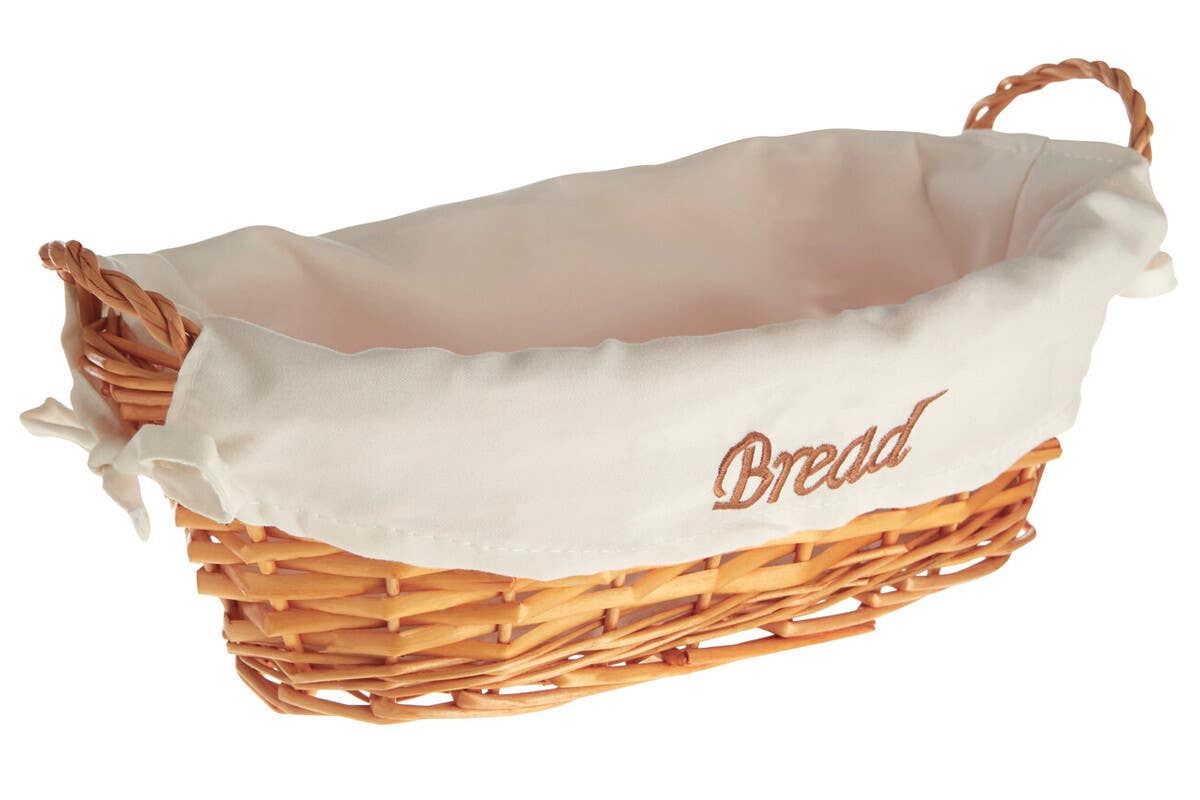 Willow Small Oblong Wicker Bread Basket With Cream Inner