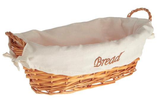 Willow Small Oblong Wicker Bread Basket With Cream Inner