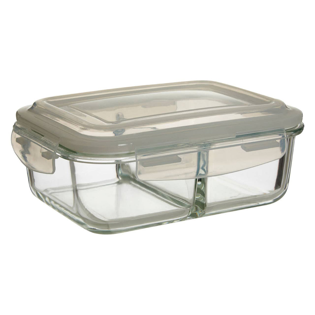 Freska 2 Section Rectangular Glass Container With Lid 1040 ml