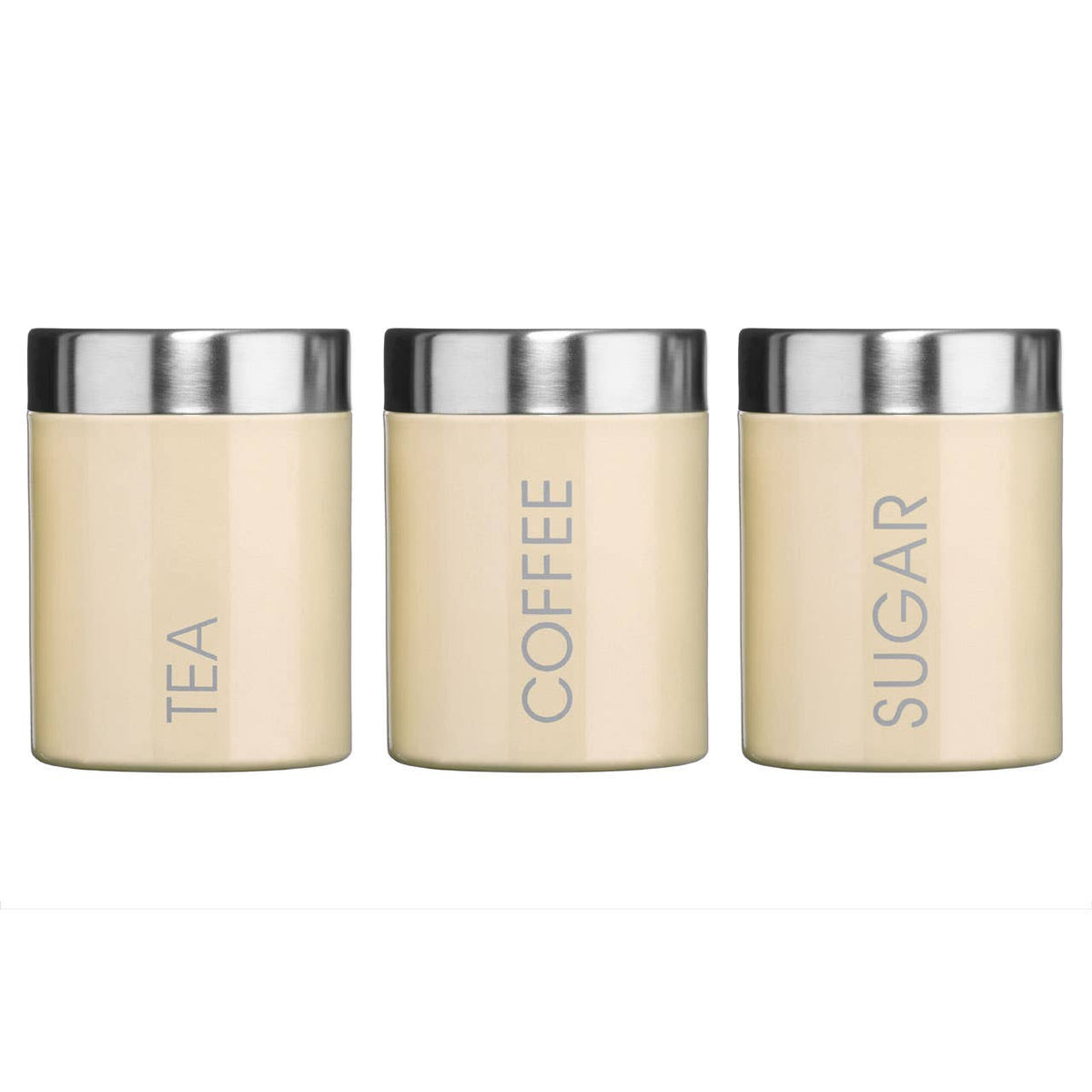 Liberty Set of 3 Cream Enamel Tea Coffee and Sugar Canisters