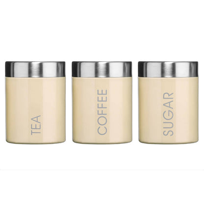 Liberty Set of 3 Cream Enamel Tea Coffee and Sugar Canisters