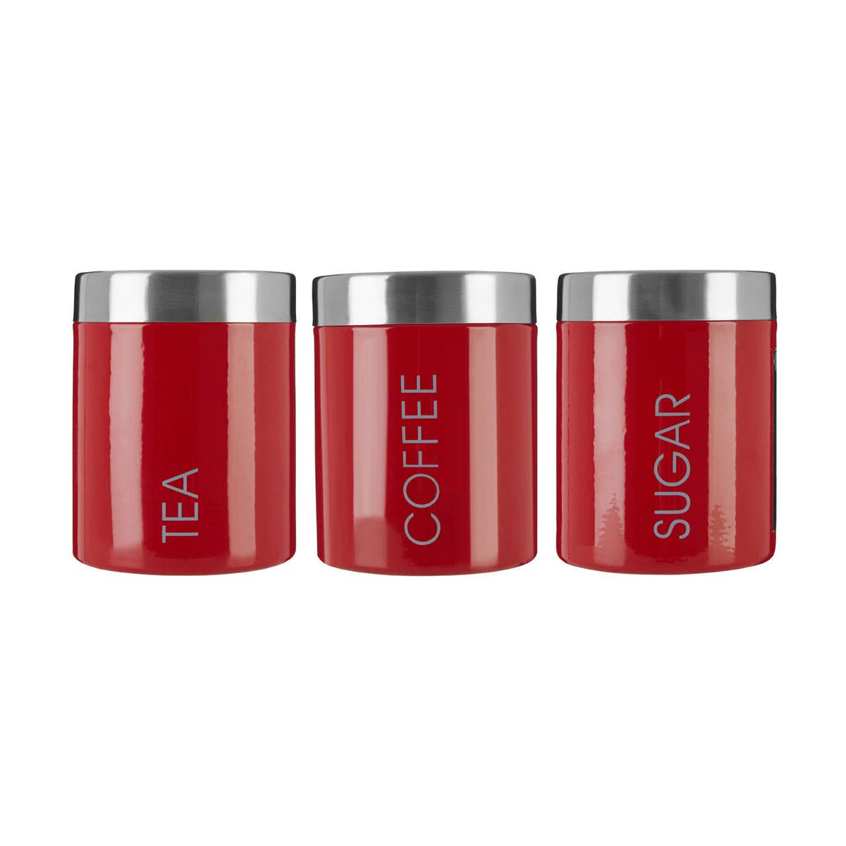 Liberty Red Enamel Tea Coffee and Sugar Canister Set