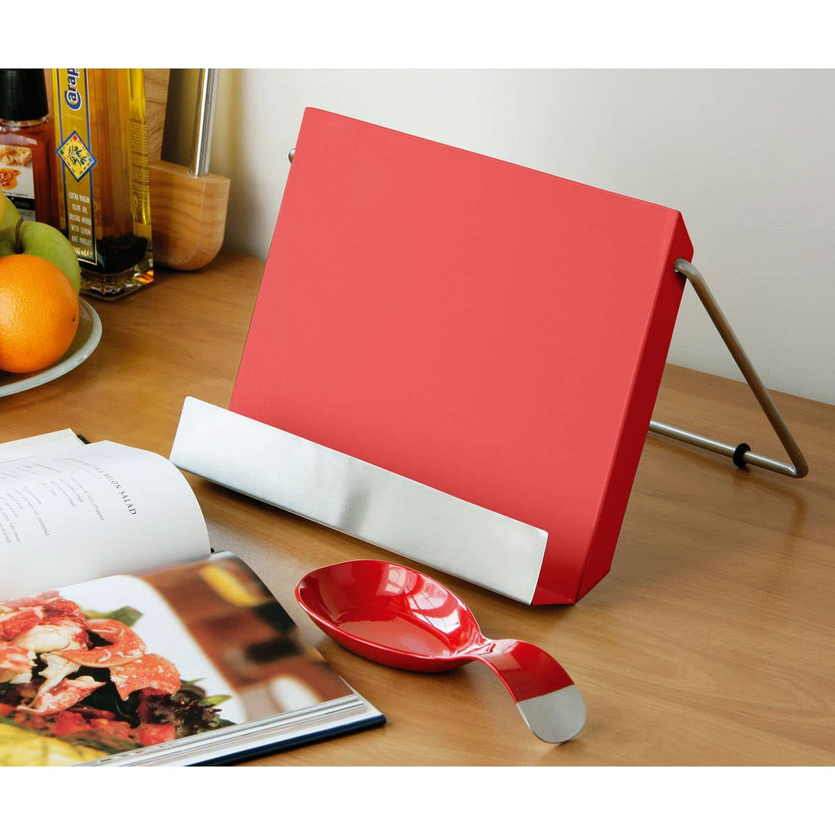 Red Enamel Recipe Stand