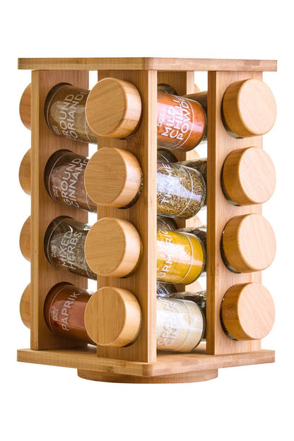 Puro Bamboo Revolving Spice Rack with 16 Jars