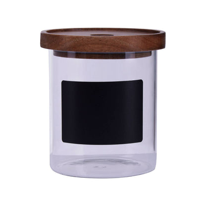 Tromso Glass Storage Jar with Acacia Lid and Chalkboard 750 ml