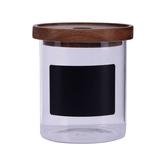 Tromso Glass Storage Jar with Acacia Lid and Chalkboard 750 ml
