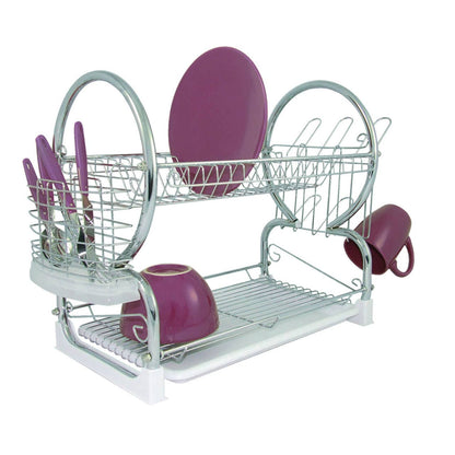 Laurie 2 Tier Dish Drainer with Plastic Tray - White