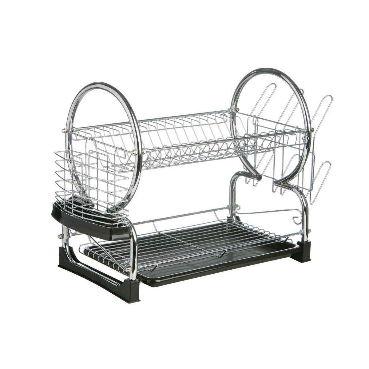 Laurie 2 Tier Dish Drainer with Plastic Tray - Black