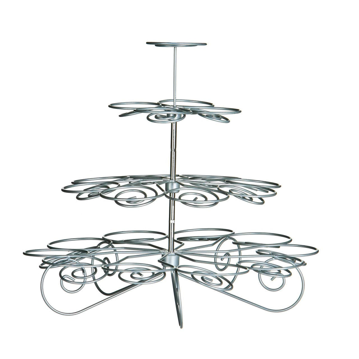 Swirl Chrome 4 Tier Silver Wire 23 Cups Cupcake Stand