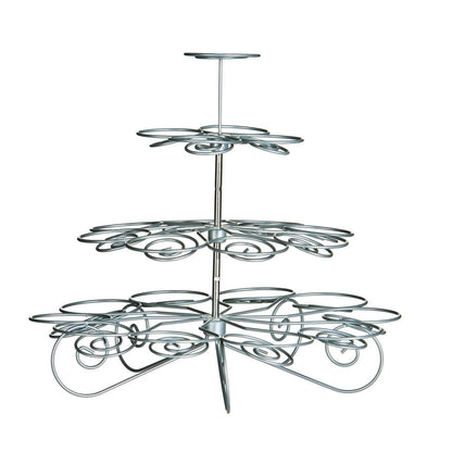 Swirl Chrome 4 Tier Silver Wire 23 Cups Cupcake Stand