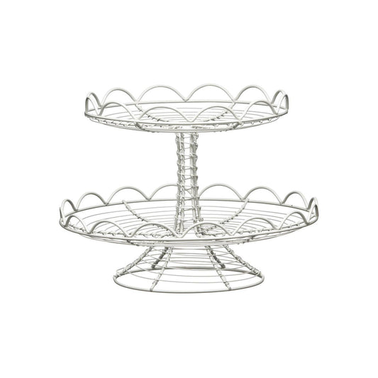2 Tier Cream Wire Cup Cake Stand