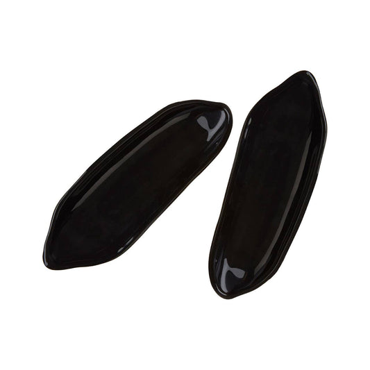 Vidrio Set Of Two Corn On The Cob Glass Dishes - Black Coloured