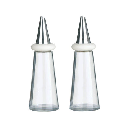Cone Condiments Plastic Oil and Vinegar Set - Cream