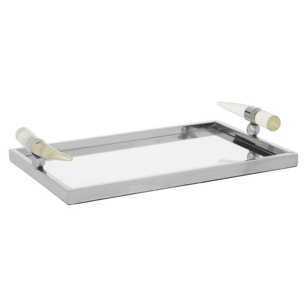 Herne Mirrored Tray with Acrylic Horn Handles