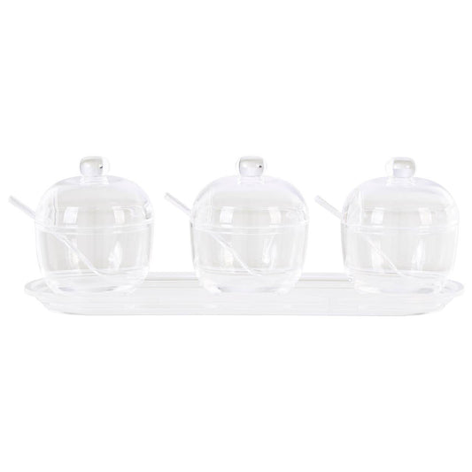 Gozo Set Of 3 Condiment Pots with Tray