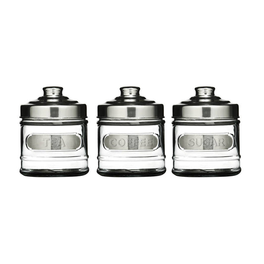 Luca Set of Three Glass Jars with Aluminium Lids