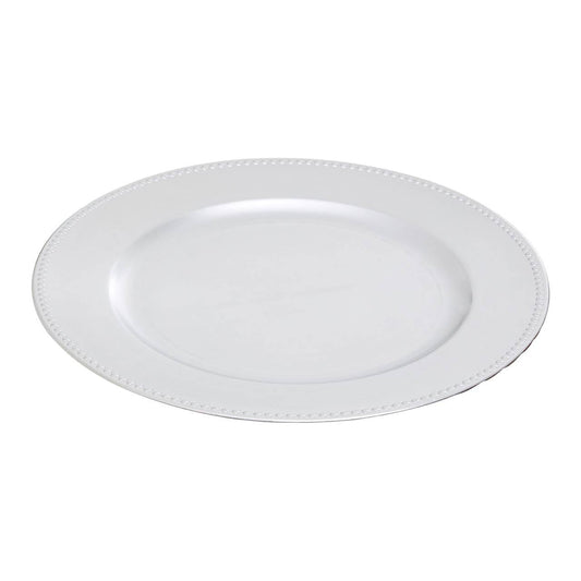 Dia Silver Charger Plate With Dotted Rim