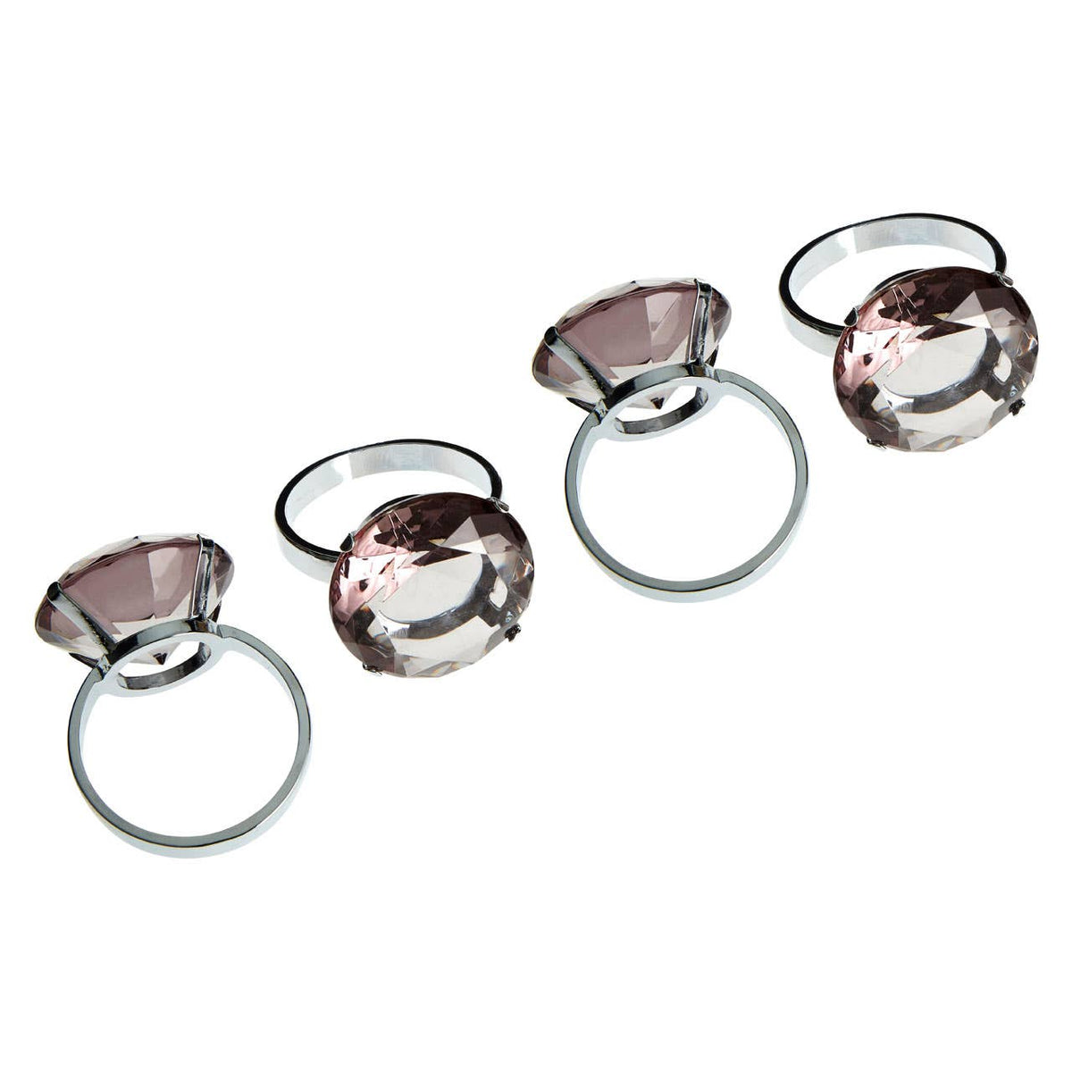 Set Of Four Smoke Grey Diamante Napkin Rings