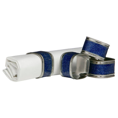 Set Of Four Sapphire Glitter Napkin Rings