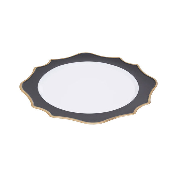 Dia White And Black Scalloped Charger Plate