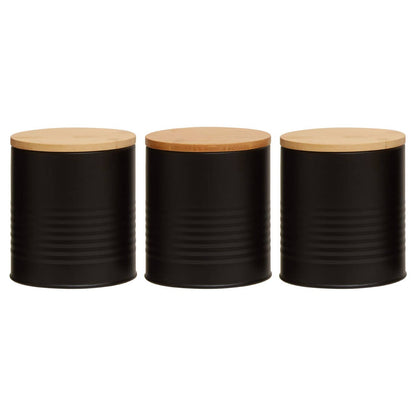 Set Of Three Alton Black Cannisters