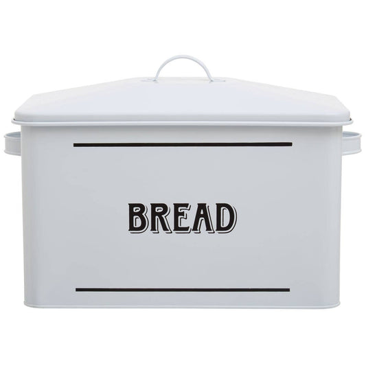 Grocer White Metal Bread Bin
