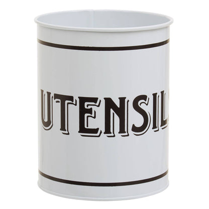 Grocer White Metal Utensil Holder