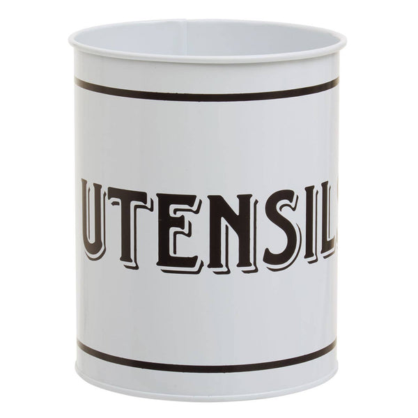 Grocer White Metal Utensil Holder