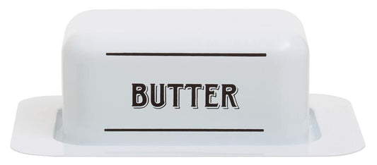 Grocer White Metal Butter Dish