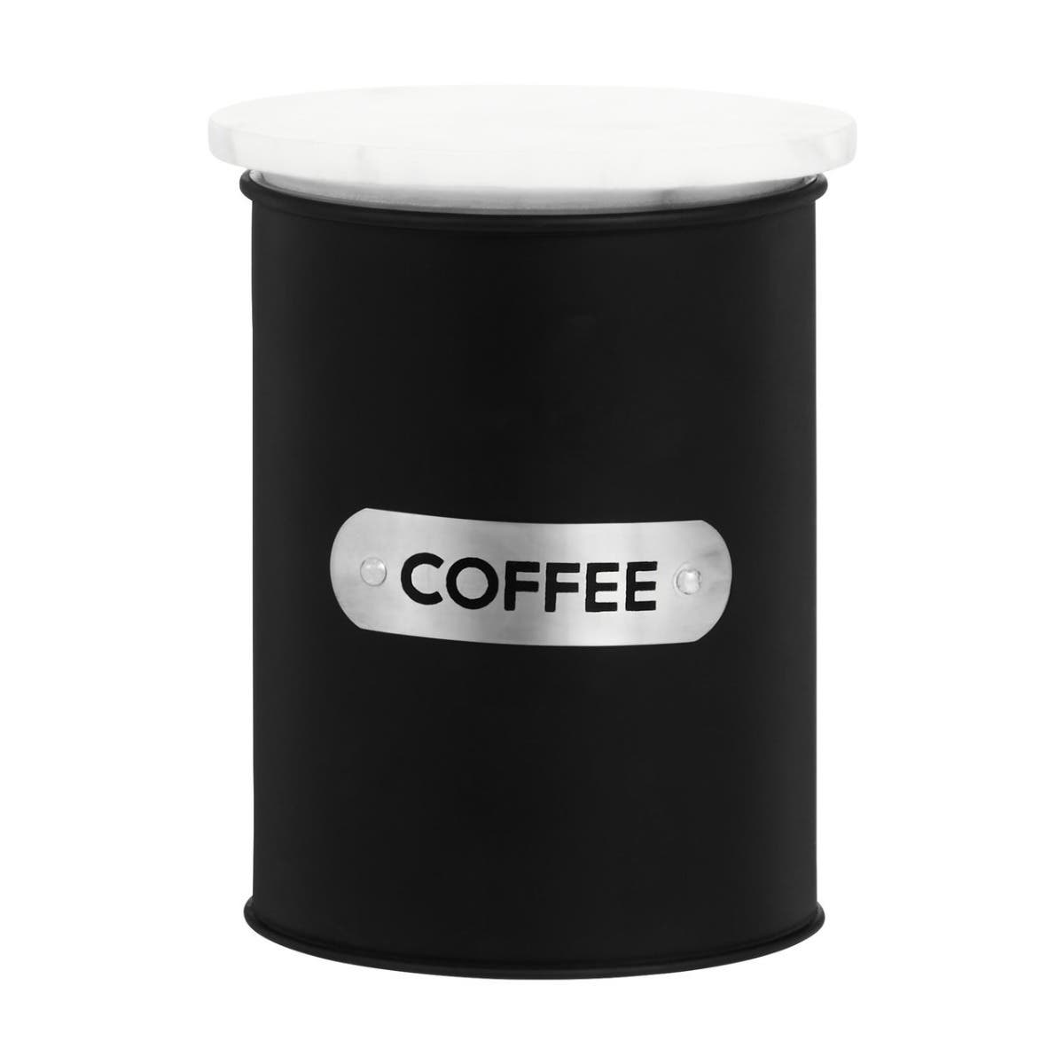 Liberty Black Enamel Coffee Canister With White Marble Lid