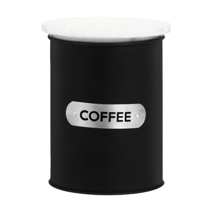 Liberty Black Enamel Coffee Canister With White Marble Lid
