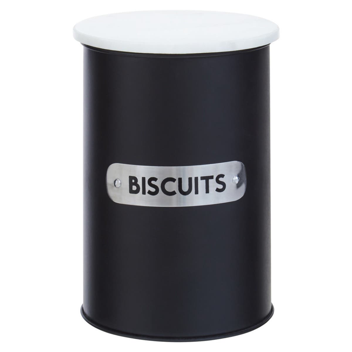 Liberty Black Enamel and White Marble Biscuit Canister