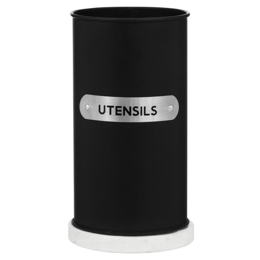 Liberty Black Enamel and White Marble Utensil Holder