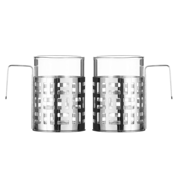 Nairobi Set Of Two Glass and Stainless Steel Coffee Mugs