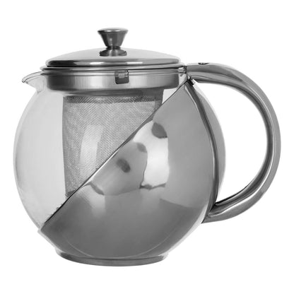 Fuso 650ml Grey Stainless Steel And Glass Teapot