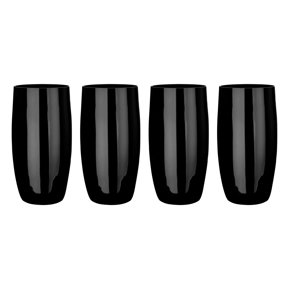 Set Of Four Hi Ball Black Glasses