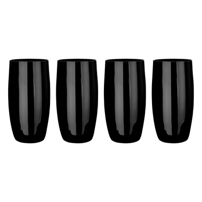 Set Of Four Hi Ball Black Glasses