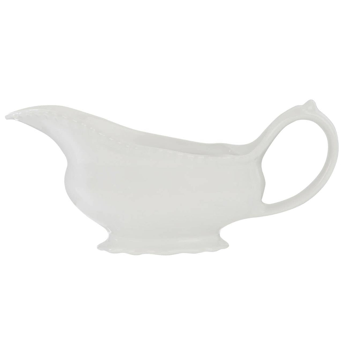 Quinn Embossed White Gravy Boat